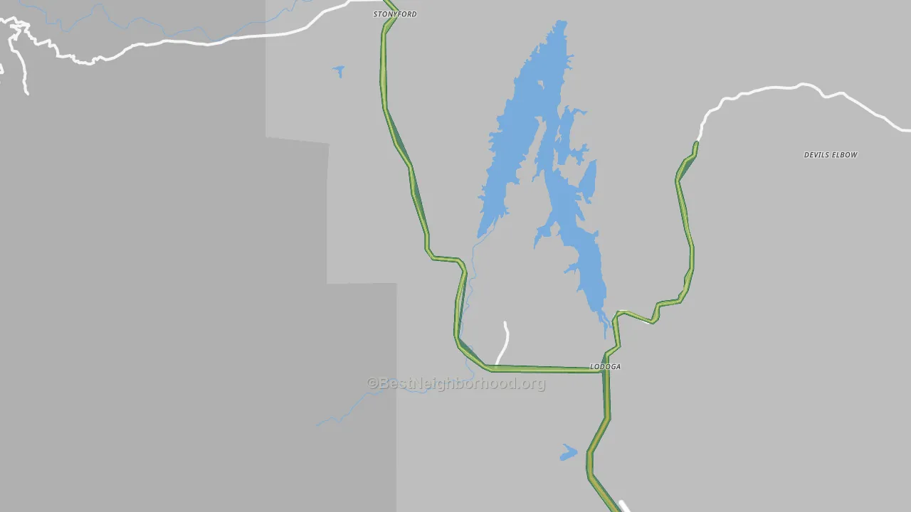 Lodoga, CA Map of Noise Levels in Lodoga