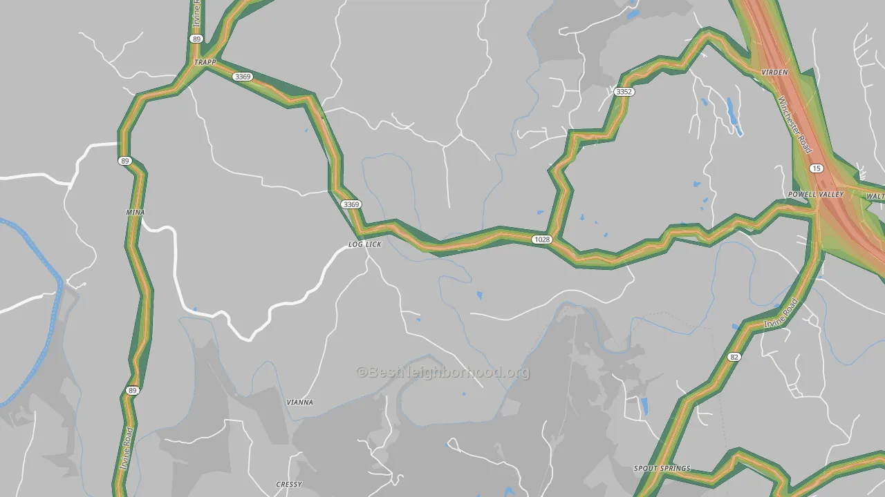 Log Lick, KY Map of Noise Levels in Log Lick