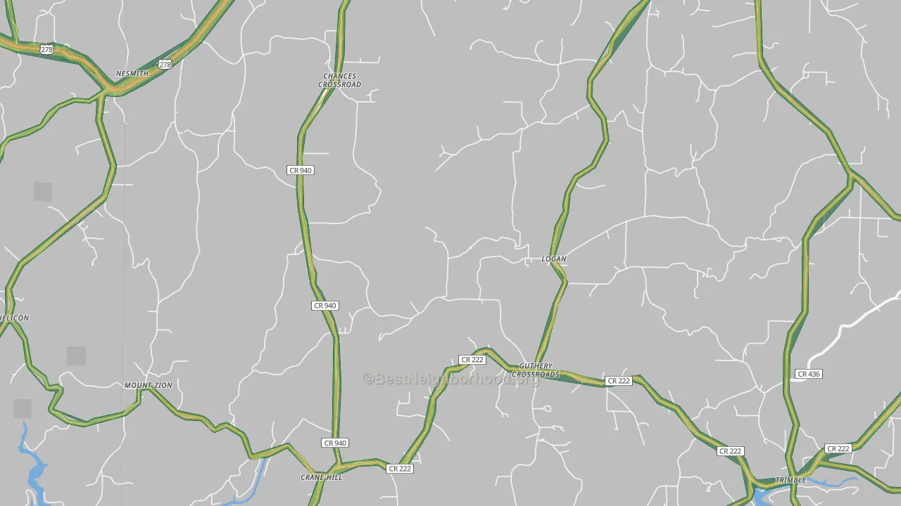 Logan, AL Map of Noise Levels in Logan