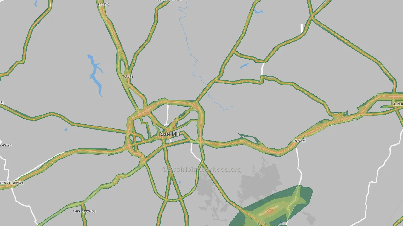 Logan County, KY Map of Noise Levels in Logan County