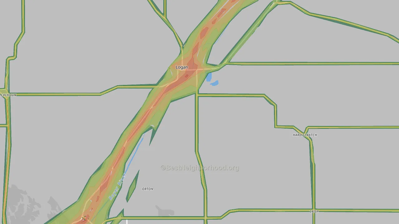 Logan, IA Map of Noise Levels in Logan