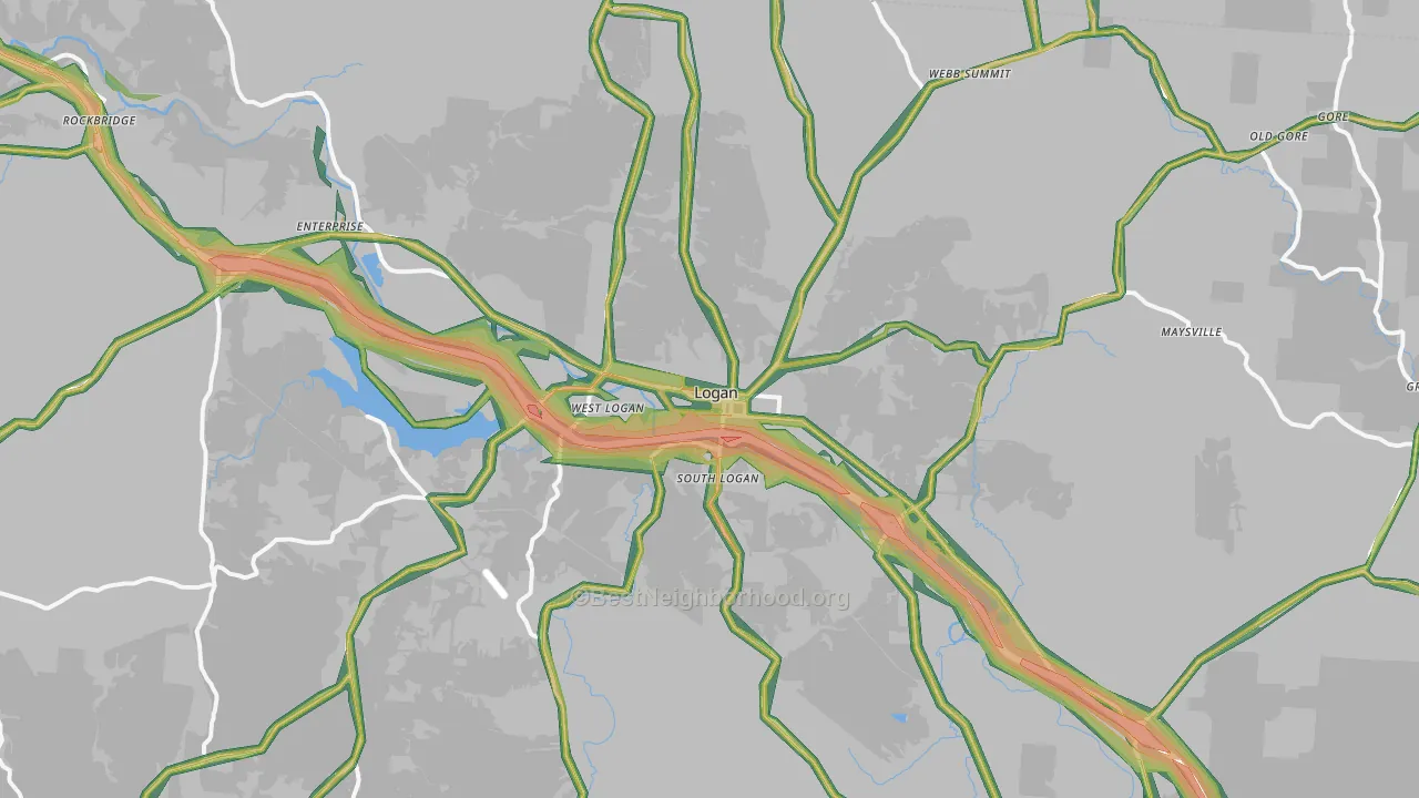 Logan, OH Map of Noise Levels in Logan