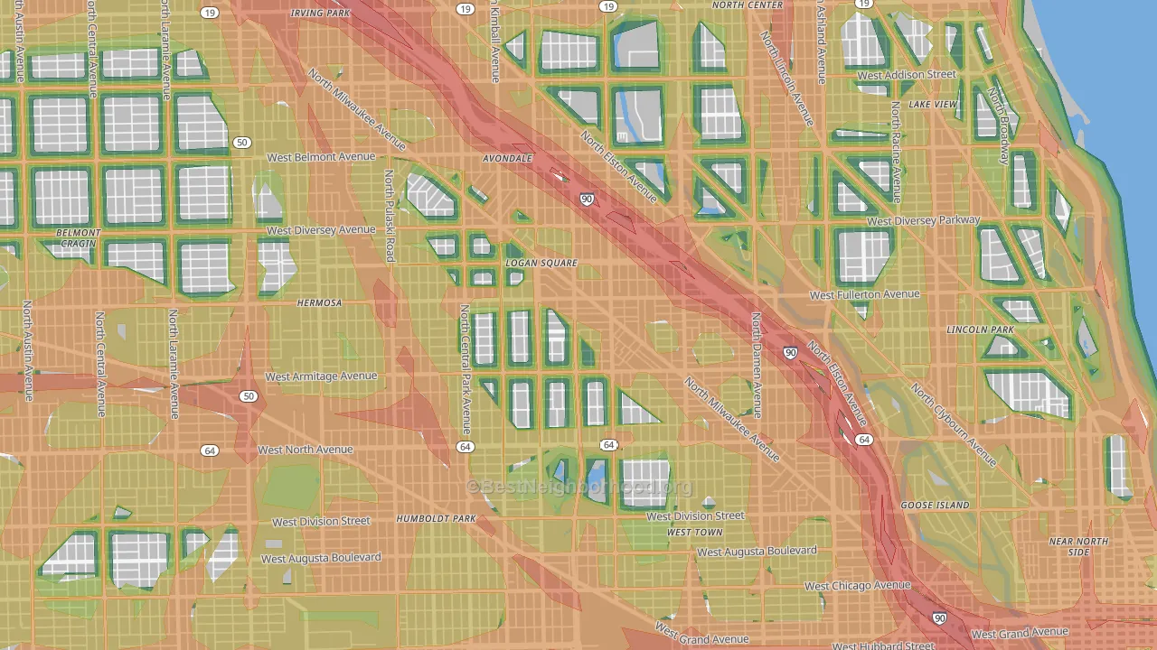 Logan Square, Chicago, IL Map of Noise Levels in Logan Square