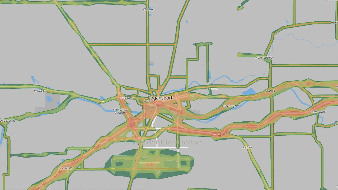 Logansport, IN Map of Noise Levels in Logansport