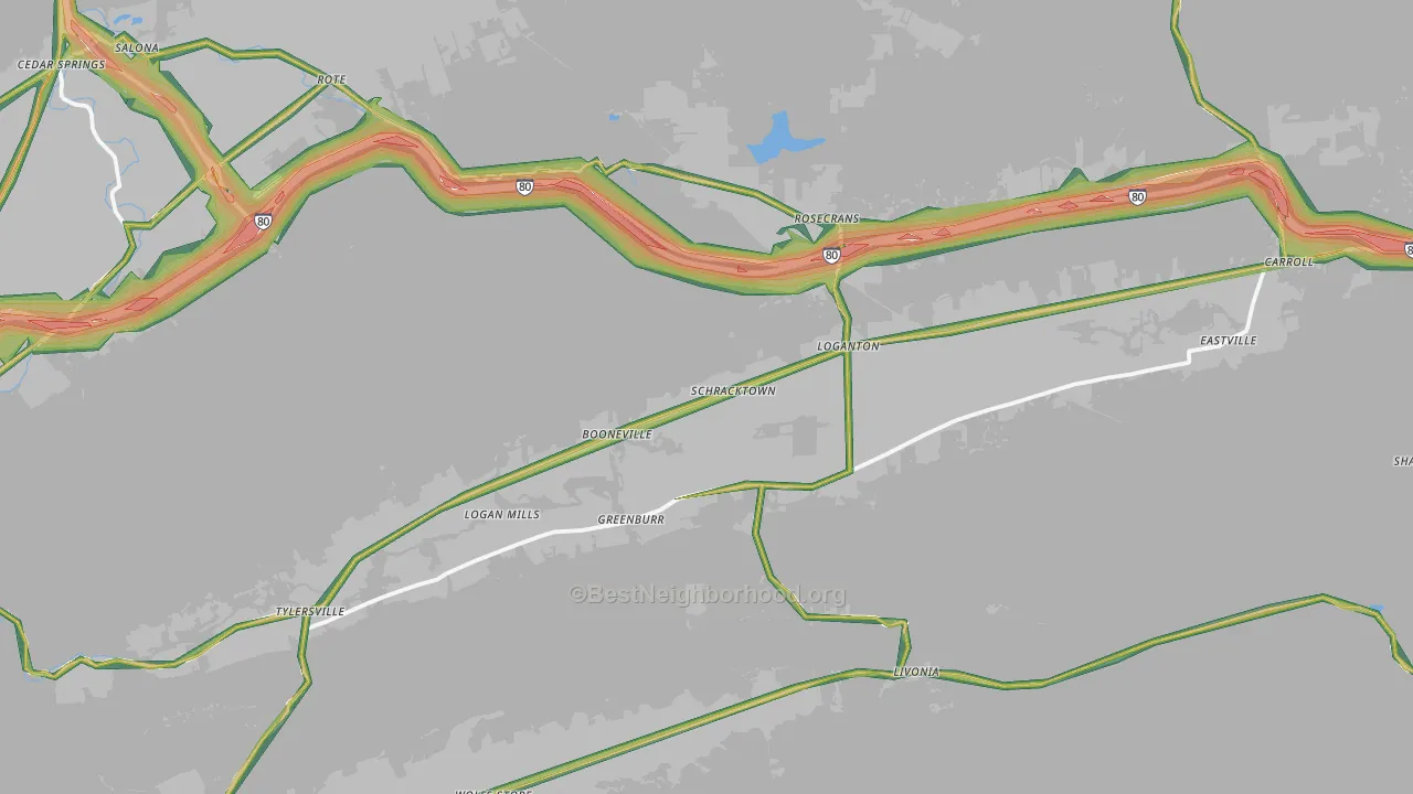 Loganton, PA Map of Noise Levels in Loganton