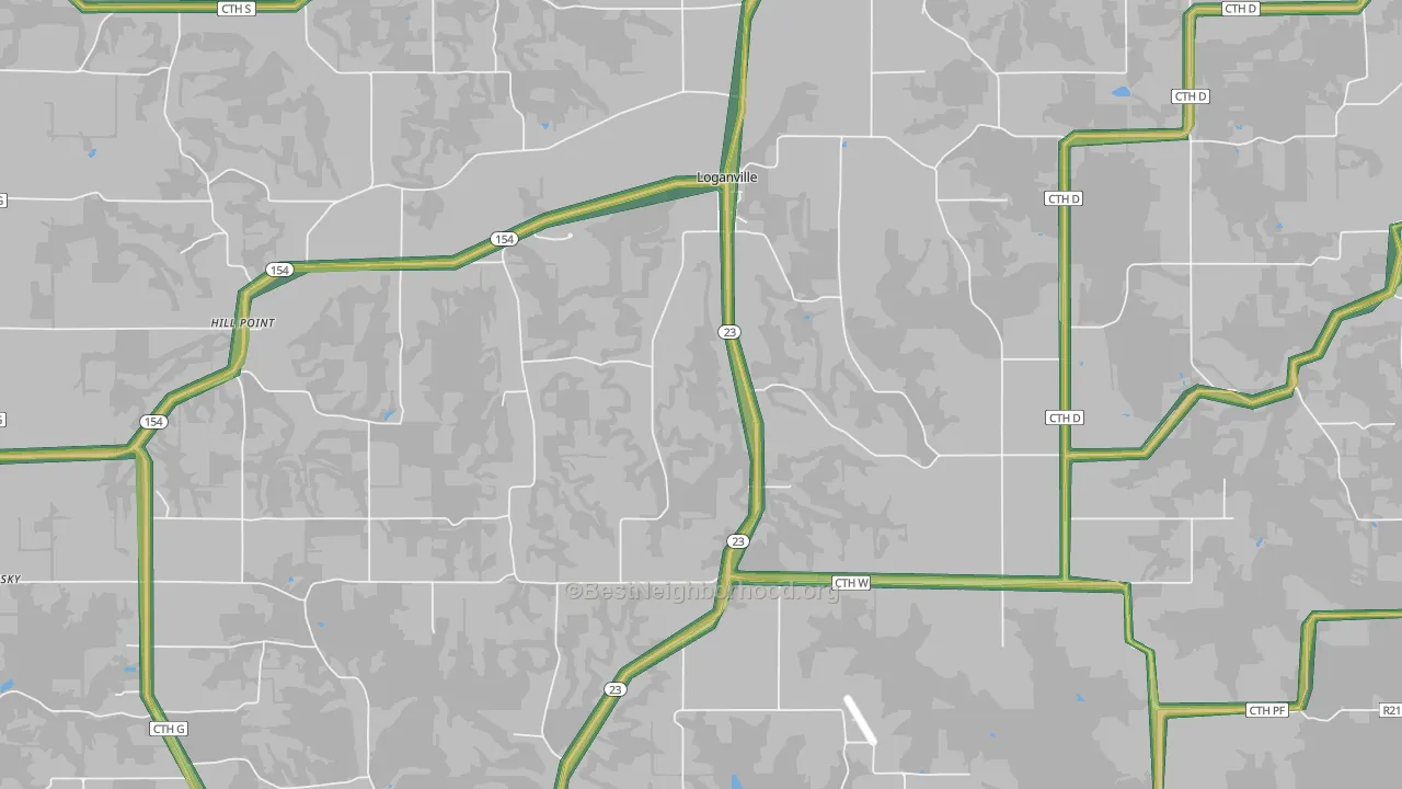 Loganville, WI Map of Noise Levels in Loganville