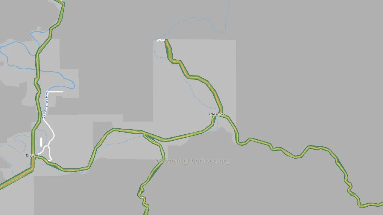 Logsden, OR Map of Noise Levels in Logsden