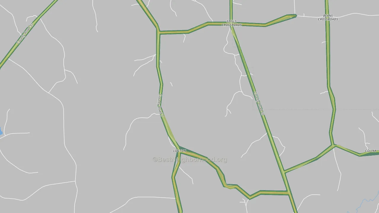 Logton, AL Map of Noise Levels in Logton