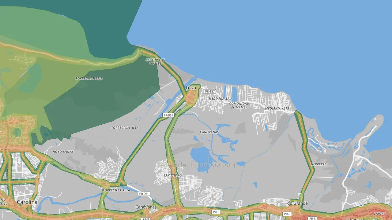 Loiza, PR Map of Noise Levels in Loiza