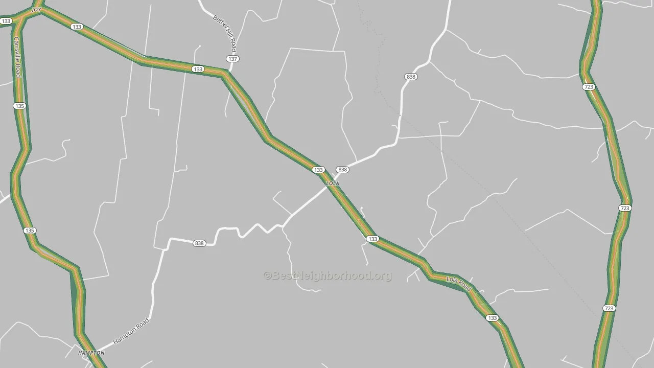 Lola, KY Map of Noise Levels in Lola
