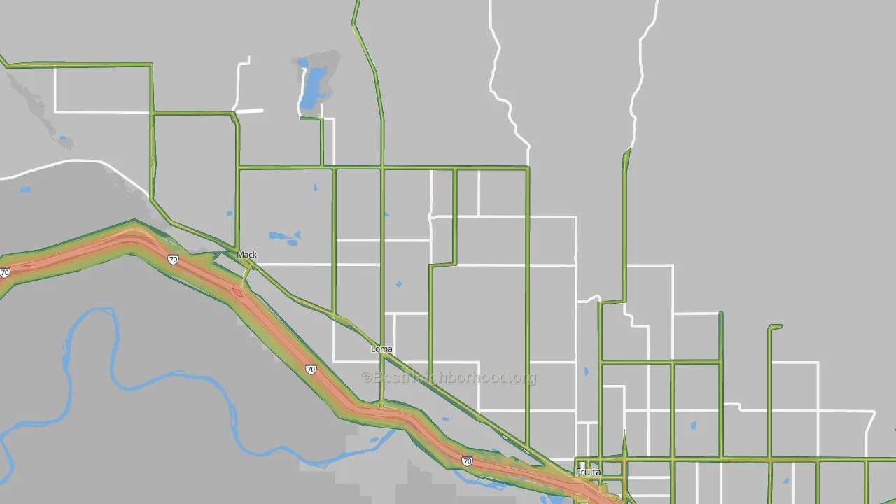 Loma, CO Map of Noise Levels in Loma