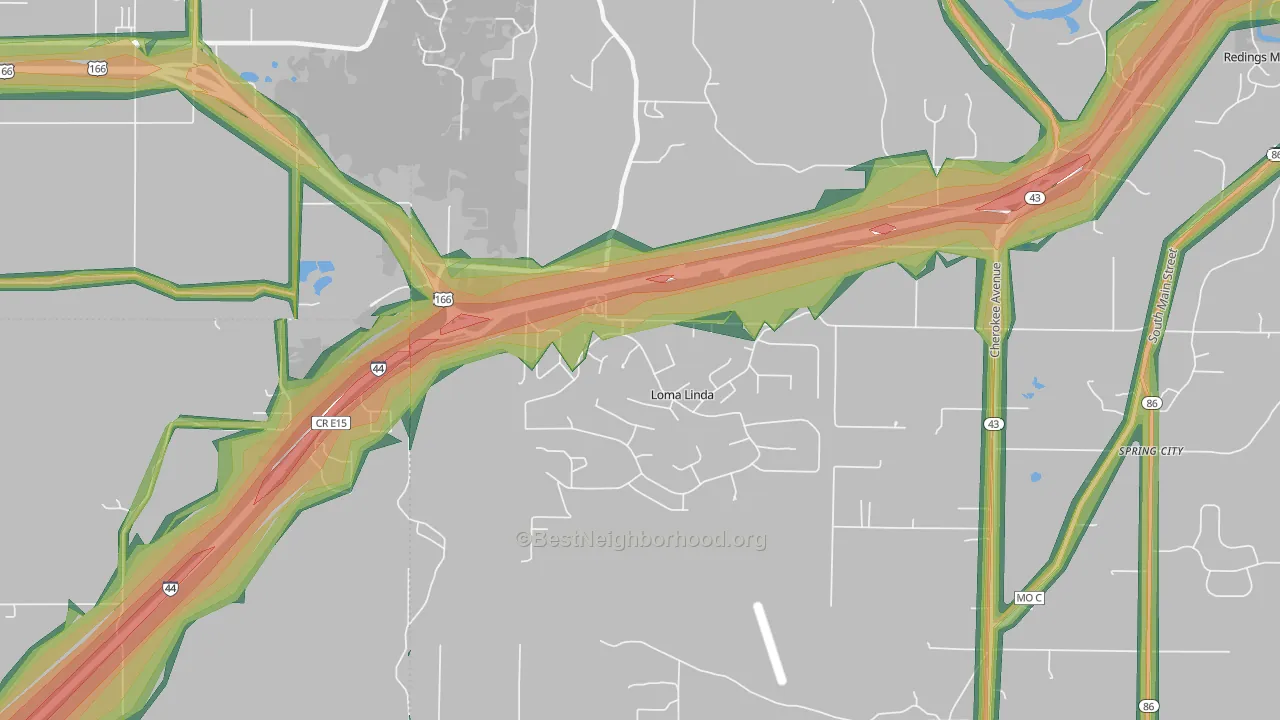 Loma Linda, MO Map of Noise Levels in Loma Linda