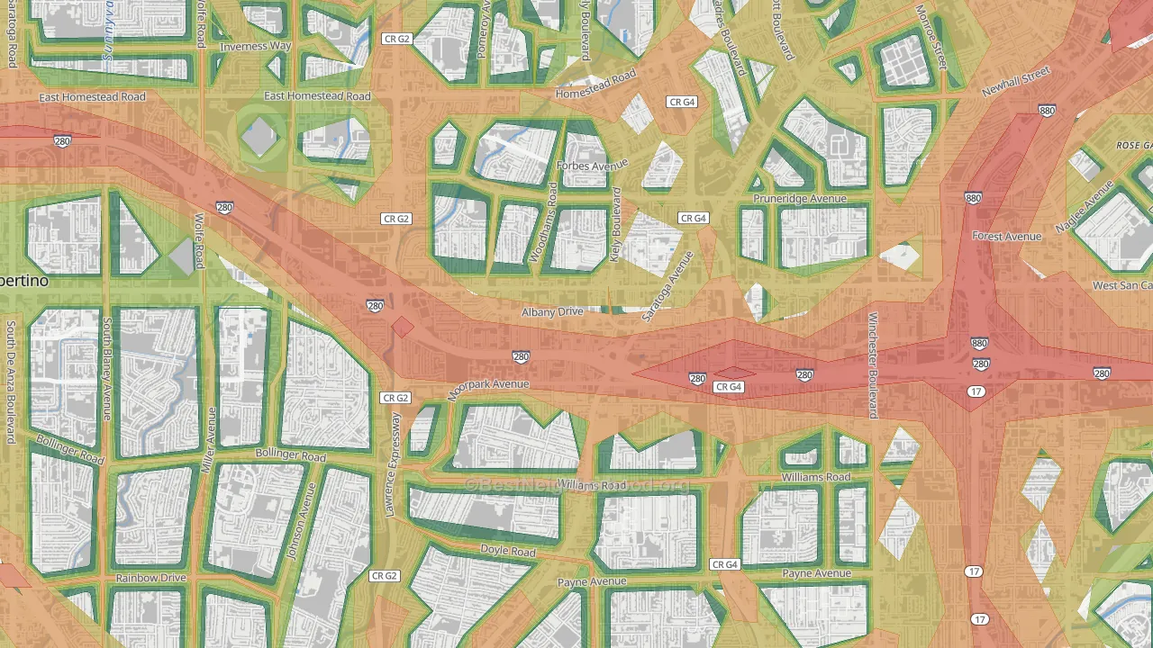 Loma Linda, San Jose, CA Map of Noise Levels in Loma Linda