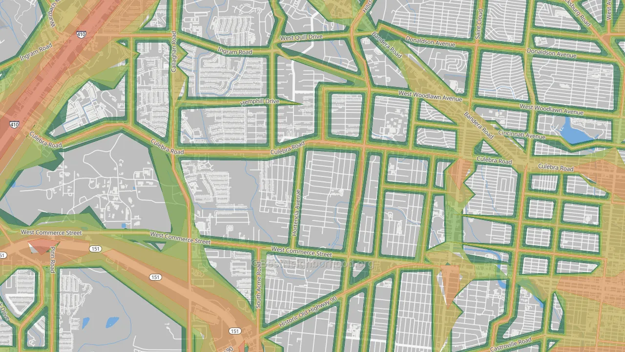 Loma Park, San Antonio, TX Map of Noise Levels in Loma Park
