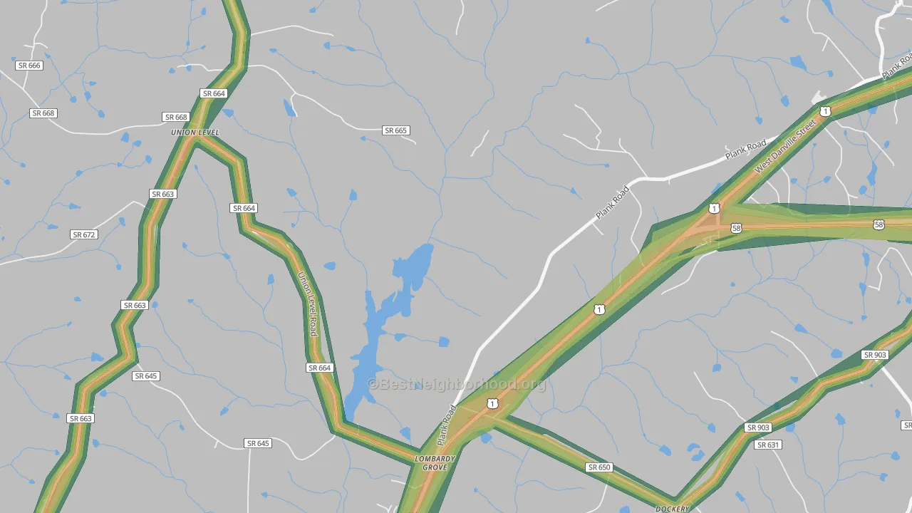 Lombardy Grove, VA Map of Noise Levels in Lombardy Grove