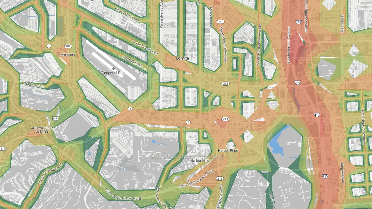 Lomita, CA Map of Noise Levels in Lomita