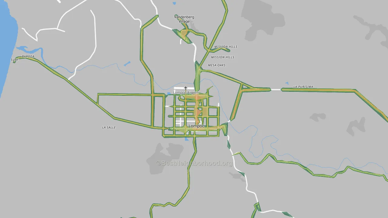 Lompoc, CA Map of Noise Levels in Lompoc