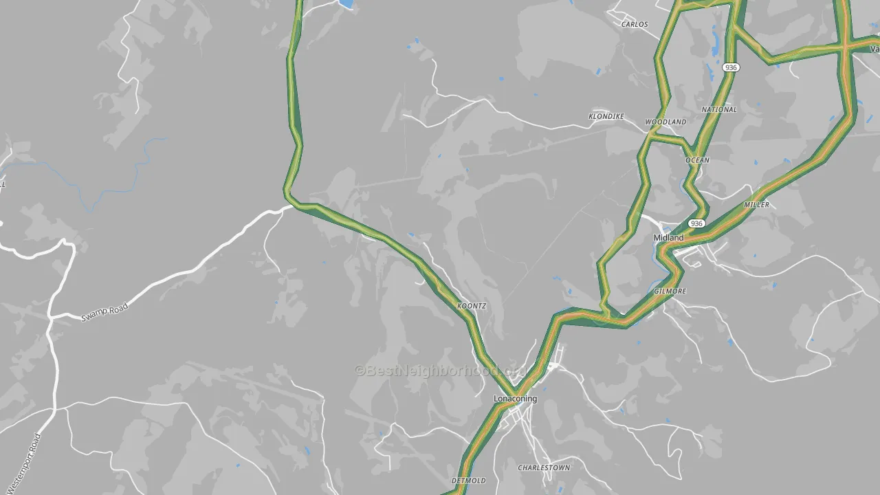 Lonaconing, MD Map of Noise Levels in Lonaconing