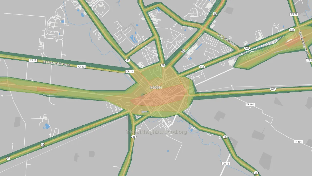 London Historic District, London, OH Map of Noise Levels in London Historic District
