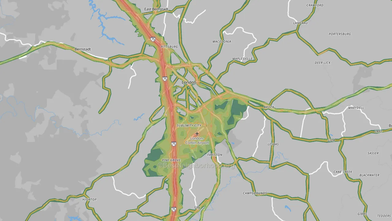 London, KY Map of Noise Levels in London