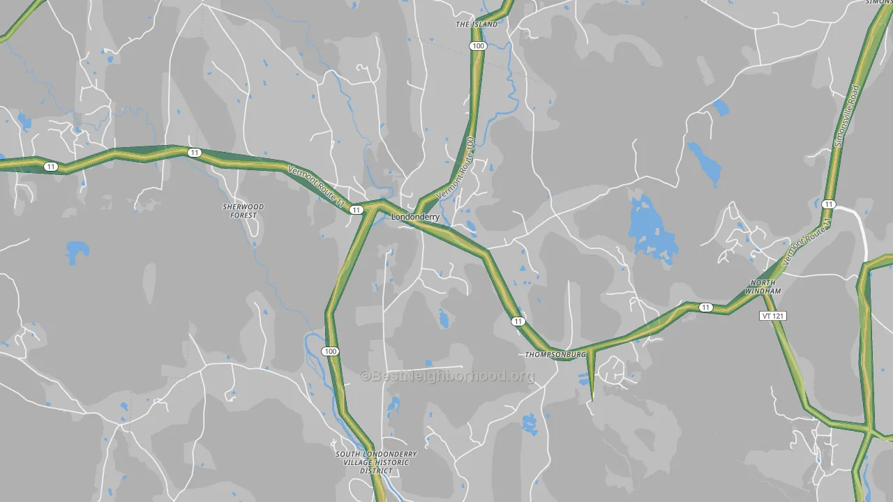 Londonderry, VT Map of Noise Levels in Londonderry