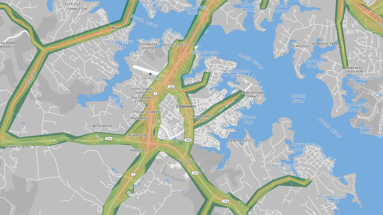Londontowne, Edgewater, MD Map of Noise Levels in Londontowne