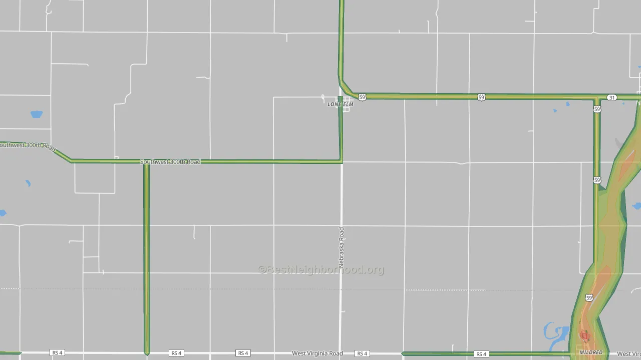 Lone Elm, KS Map of Noise Levels in Lone Elm