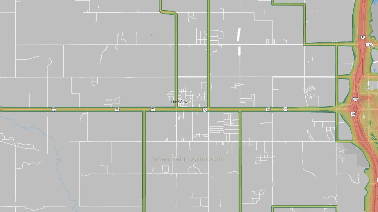 Lone Grove, OK Map of Noise Levels in Lone Grove