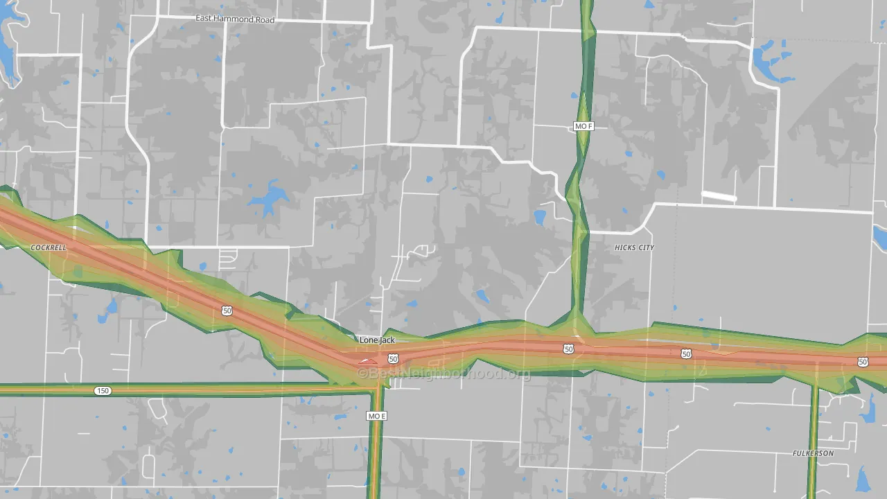 Lone Jack, MO Map of Noise Levels in Lone Jack