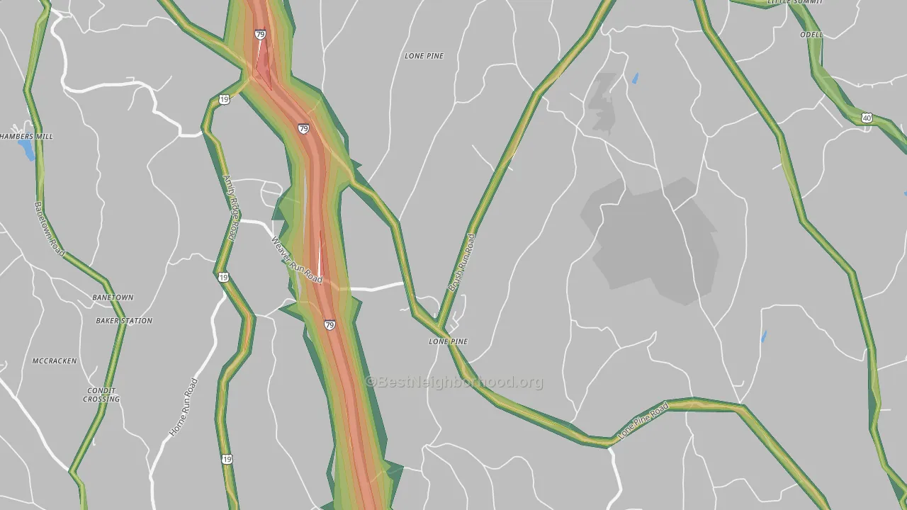 Lone Pine, PA Map of Noise Levels in Lone Pine