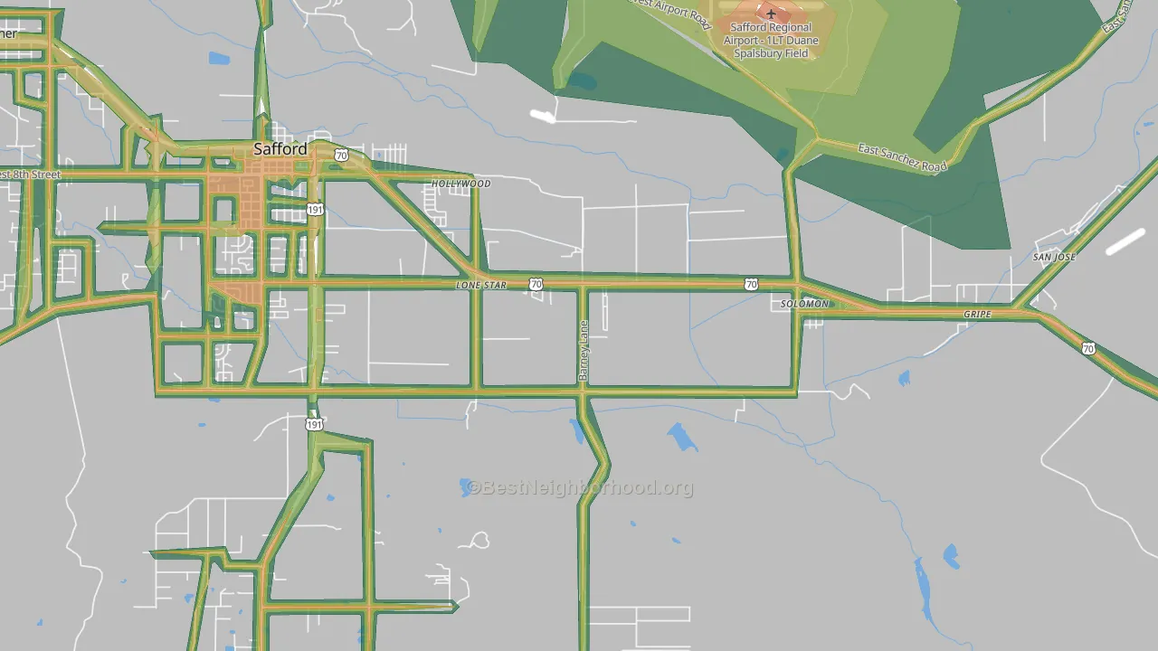 Lone Star, AZ Map of Noise Levels in Lone Star