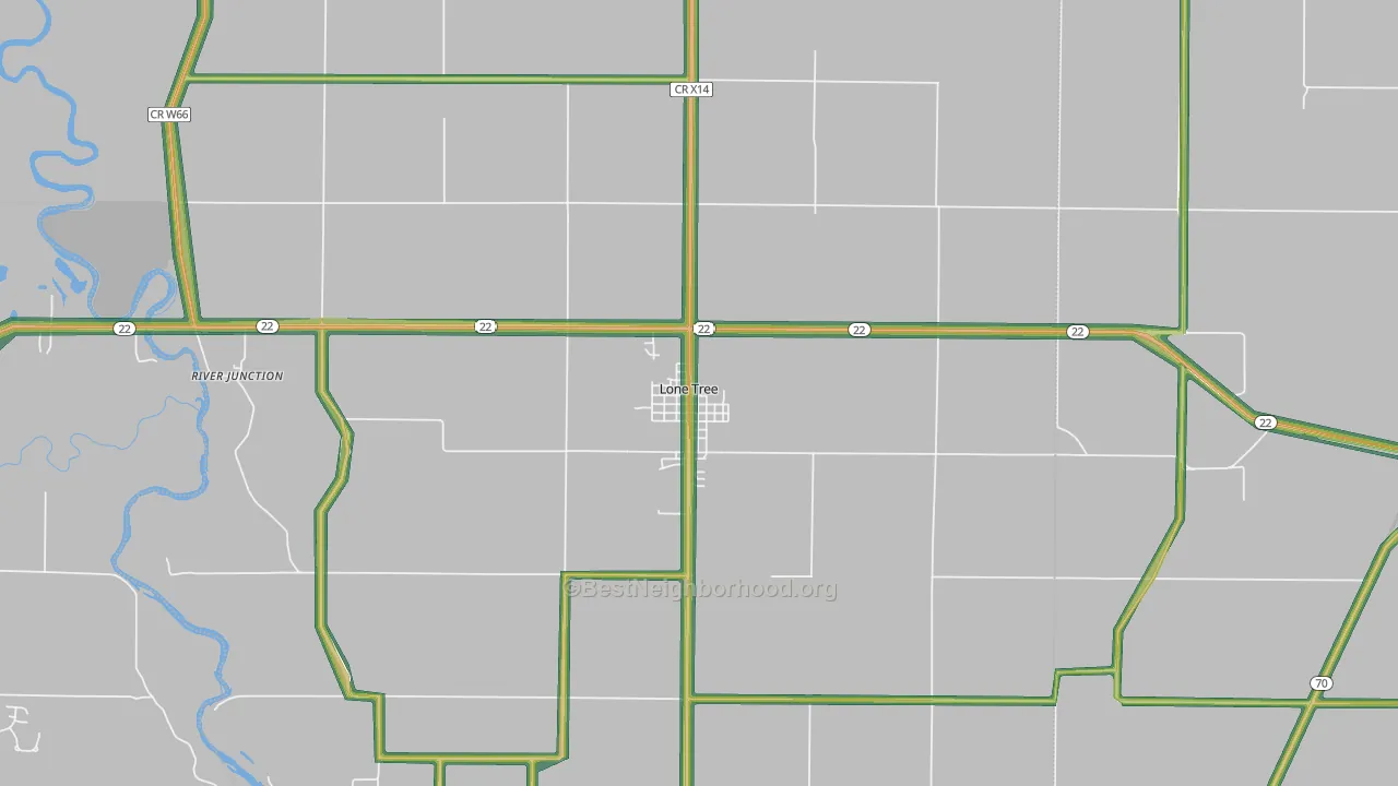 Lone Tree, IA Map of Noise Levels in Lone Tree