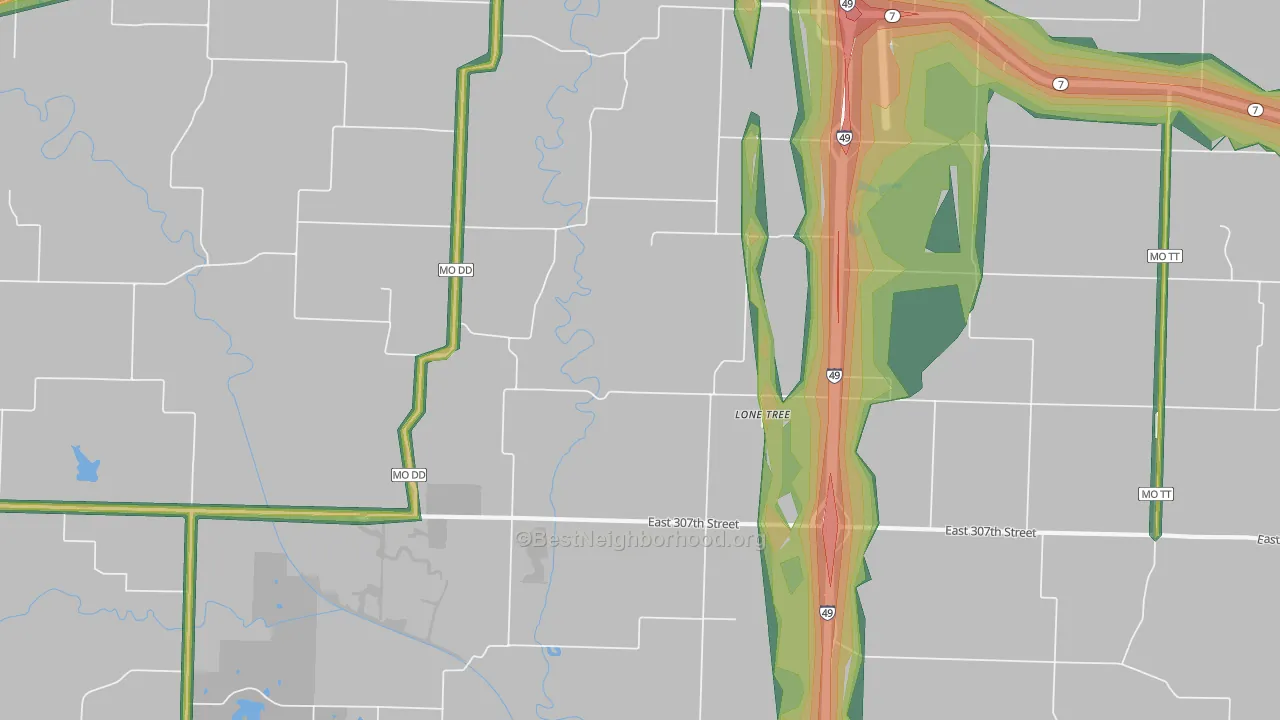 Lone Tree, MO Map of Noise Levels in Lone Tree