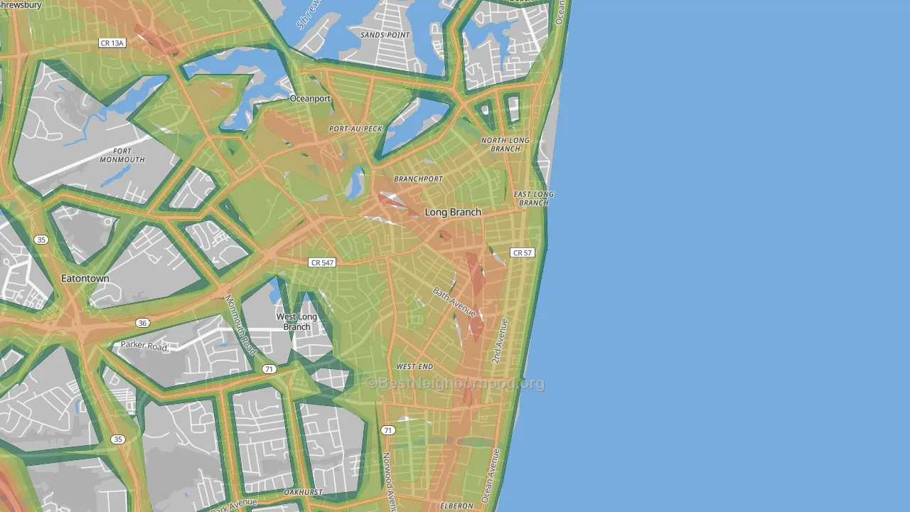 Long Branch, NJ Map of Noise Levels in Long Branch