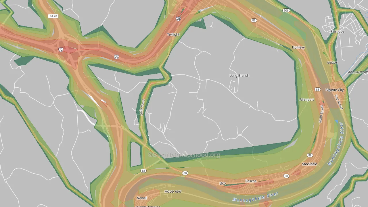 Long Branch, PA Map of Noise Levels in Long Branch