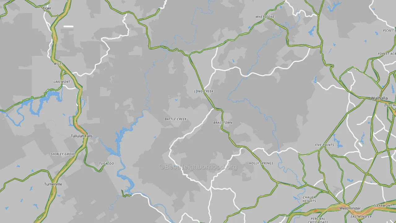 Long Creek, SC Map of Noise Levels in Long Creek