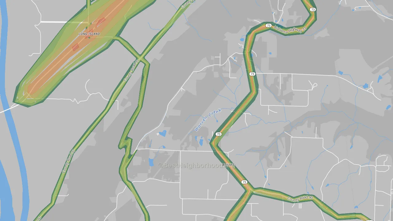 Long Island, AL Map of Noise Levels in Long Island