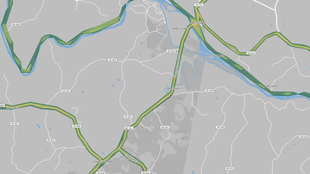 Long Island, VA Map of Noise Levels in Long Island