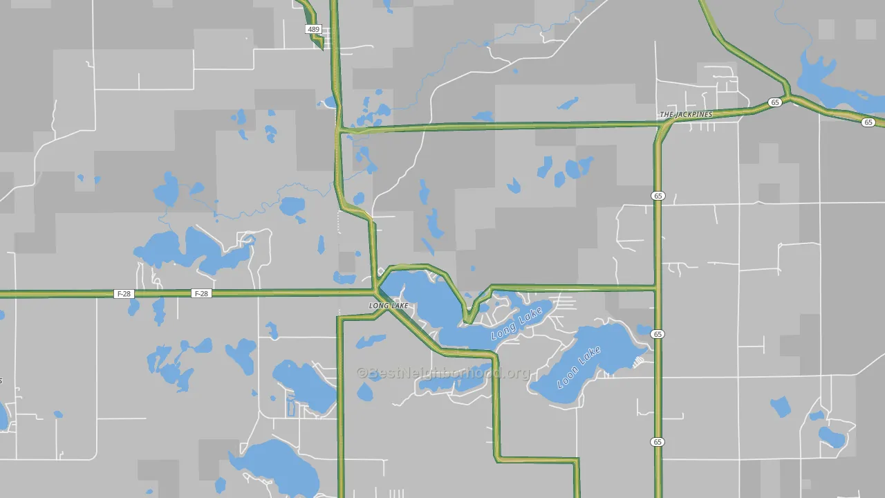 Long Lake, MI Map of Noise Levels in Long Lake