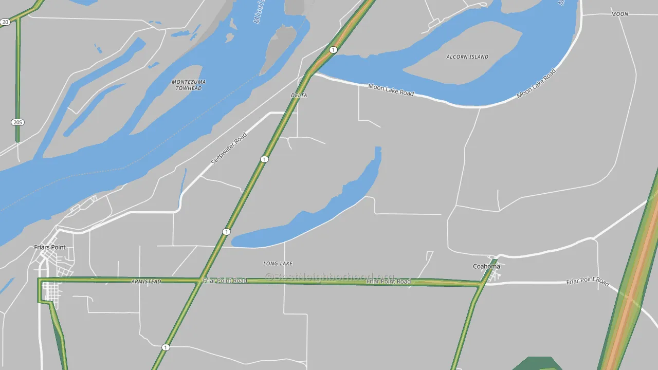 Long Lake, MS Map of Noise Levels in Long Lake