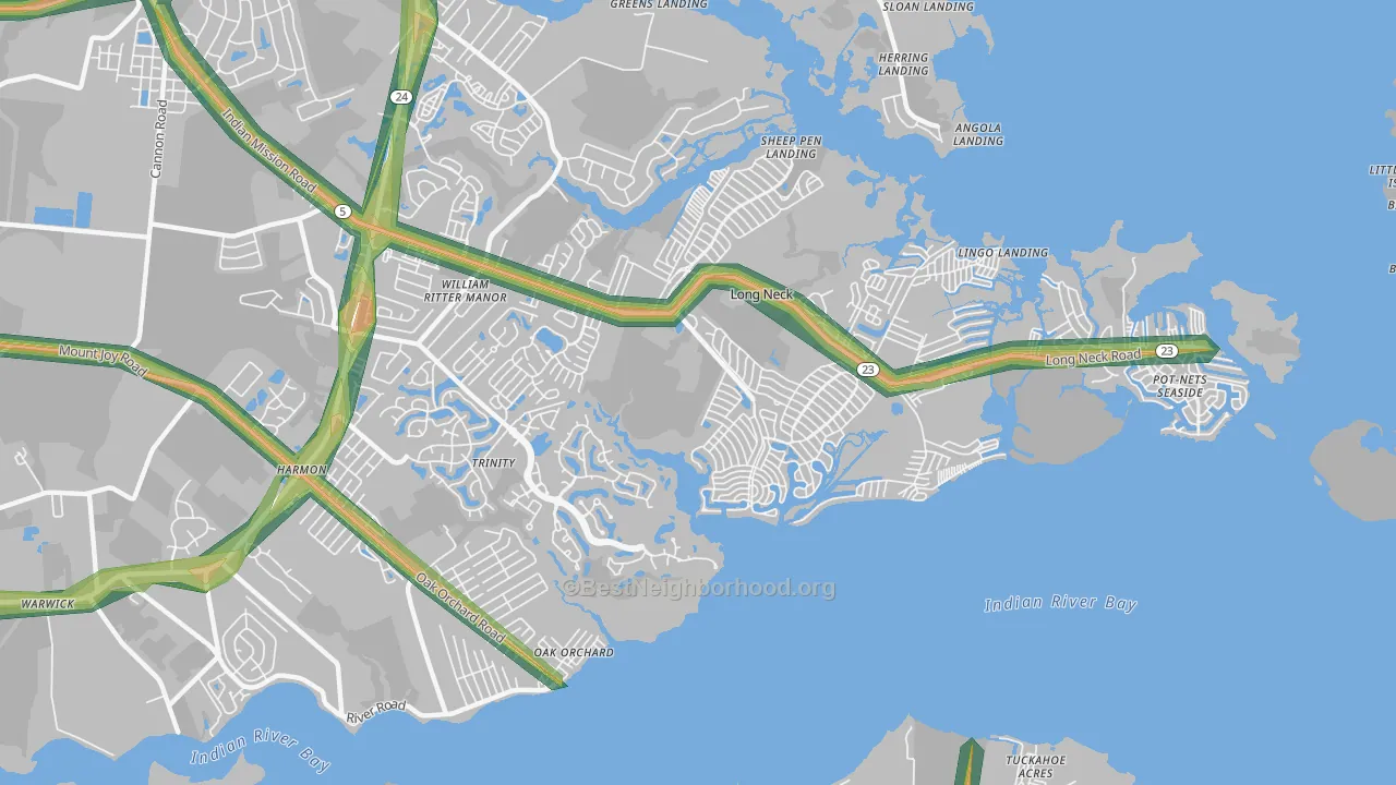 Long Neck, DE Map of Noise Levels in Long Neck