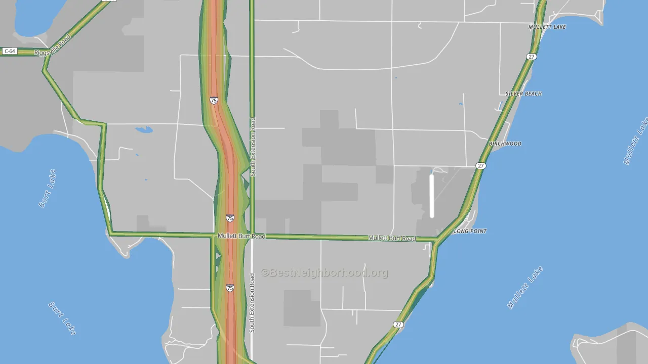 Long Point, MI Map of Noise Levels in Long Point