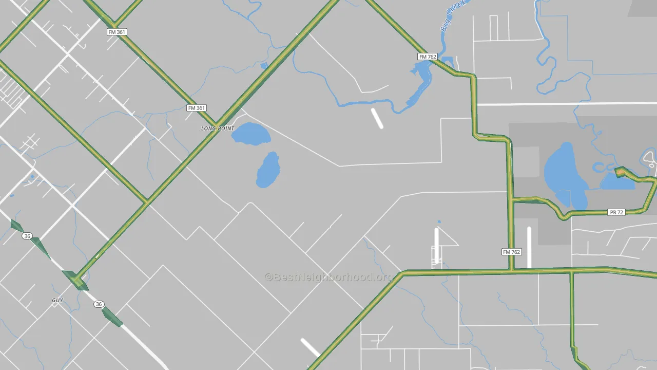 Long Point, TX Map of Noise Levels in Long Point