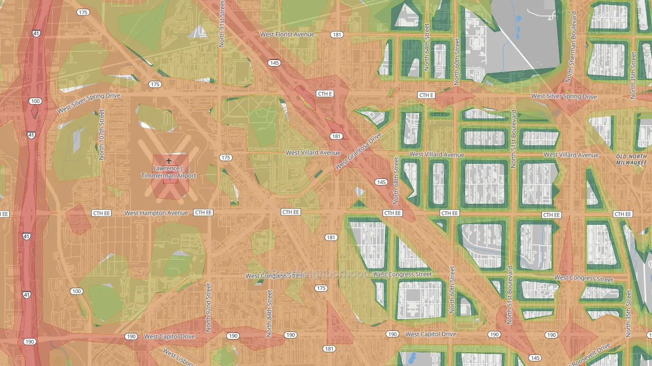 Long View, Milwaukee, WI Map of Noise Levels in Long View