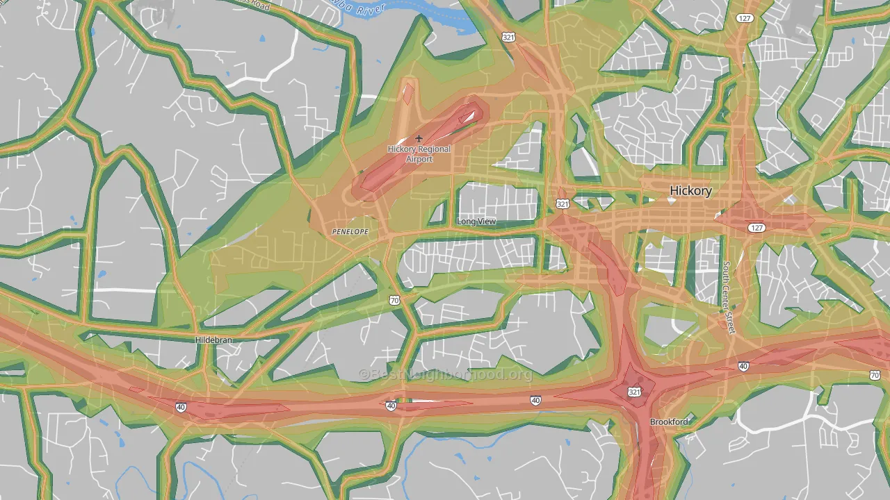 Long View, NC Map of Noise Levels in Long View