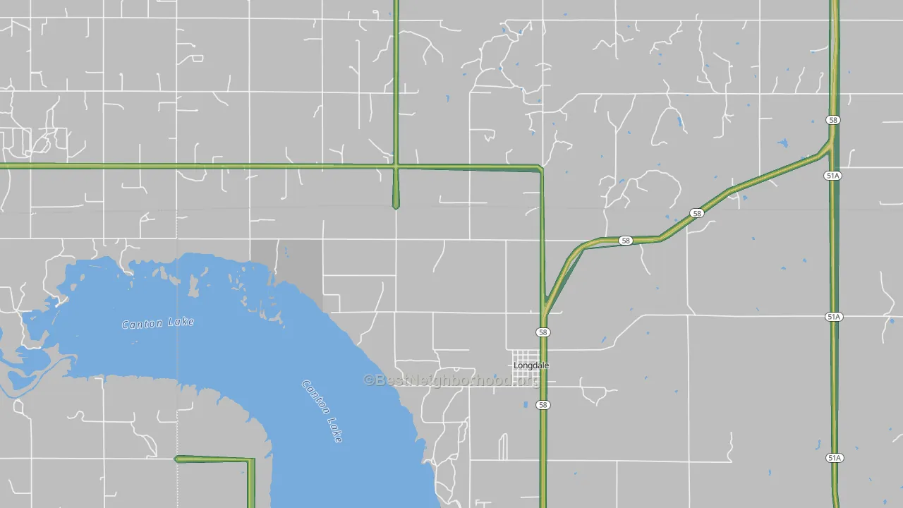 Longdale, OK Map of Noise Levels in Longdale