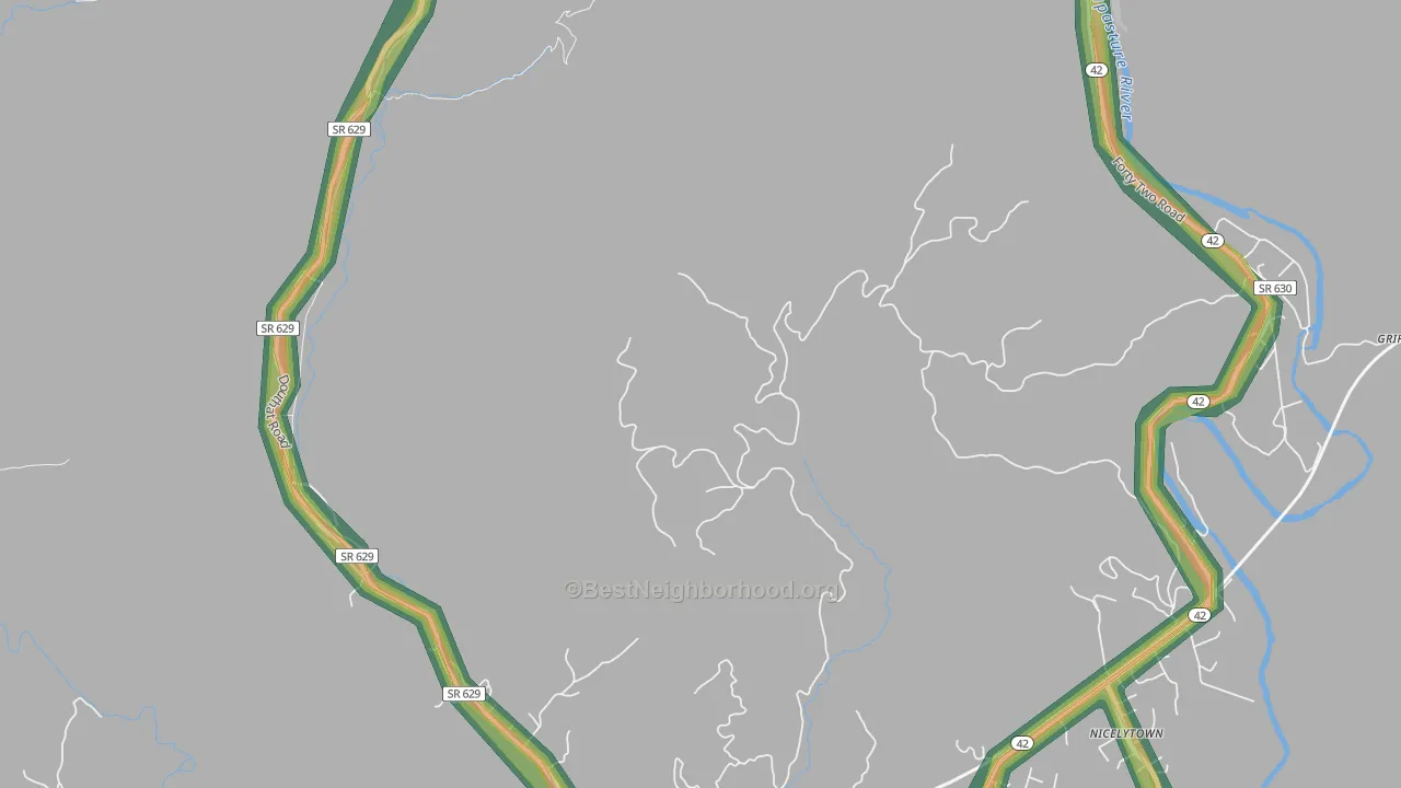 Longdale, VA Map of Noise Levels in Longdale