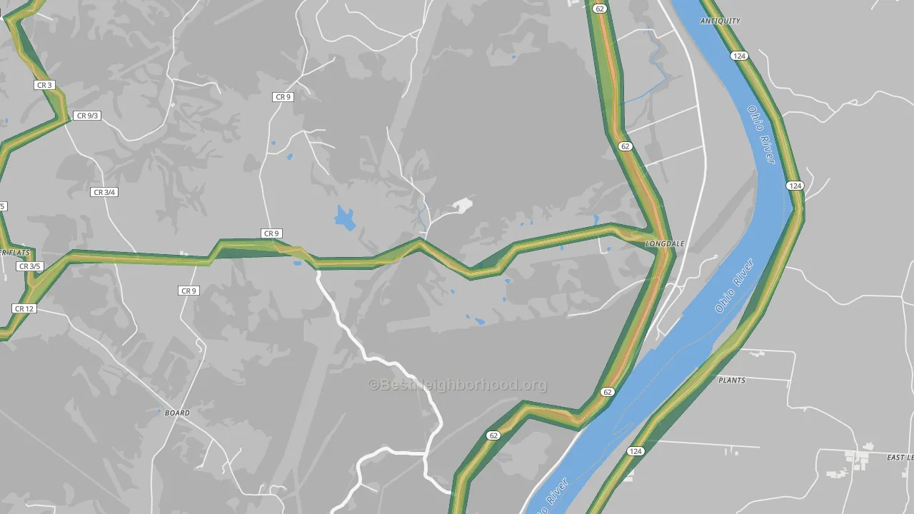 Longdale, WV Map of Noise Levels in Longdale