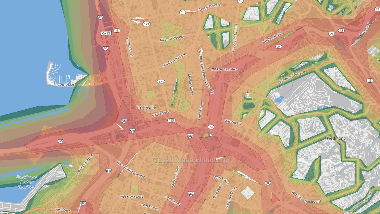 Longfellow, Emeryville, CA Map of Noise Levels in Longfellow