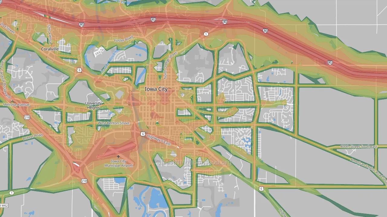 Longfellow, Iowa City, IA Map of Noise Levels in Longfellow